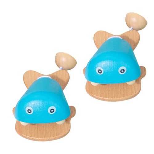 DIKACA 2 Stück Lehrmittel für kleine Fischkastagnetten kinderinstrumente musikinstrumente Toys for Toy kastagnette Kastagnetten für Holz Blue von DIKACA