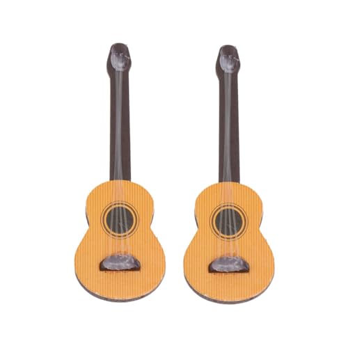 DIKACA 2 Stück Mini -Gitarren -Requisiten Miniatur Dekorationen Ornament klein Mini-Gitarren-Requisiten Puppenhaus-Musikinstrumente Mini-Gitarren- Hölzern von DIKACA