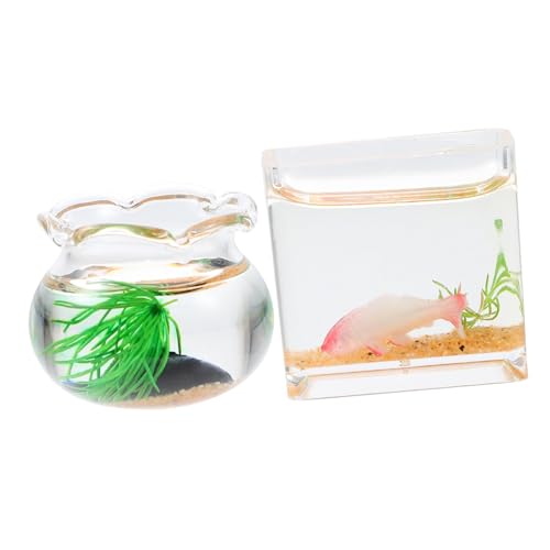 DIKACA 2 Stück Miniatur-Koi-Becken Panzerspielzeug Dekoration Zubehör für Aquarien Miniatur-Aquarium Mini House Accessory Present for Fischglas Puppenhausdekor Puppenhaus Mini Fisch von DIKACA