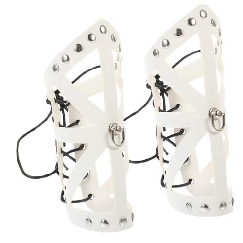 DIKACA 2 Stück Punk Armbänder Weiß Kunstleder Armschienen Cosplay Zubehör Verstellbar Komfortabel für Festival Party und Gothic Kostüm DIKACA 2 Stück Punk Armbänder Weiß Kunstleder Armschienen Cosplay Zubehör Verstellbar Komfortabel für Festival Party und Gothic Kostüm von DIKACA
