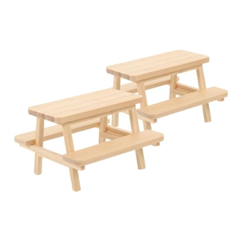 DIKACA 2 Stück Puppenhaus Mini Holztisch Stuhl Modell Mini Möbel Puppenhaus Requisite von DIKACA