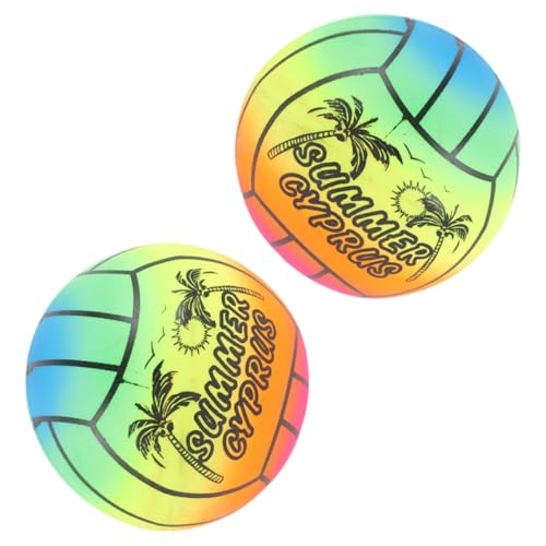 DIKACA 2 Stück Regenbogen Volleyball Zum Aufblasen Motorisierter Pool Float Pool Volleyball Strandspielzeug Aufblasbarer Pool Basketballkorb Spiel Spielplatz Strandspielzeug von DIKACA