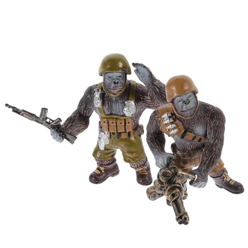 DIKACA 2 Stück Schimpansen-Modell bastelset basteln für Dekoration kinderzimmer kinderzimmerdeko Tiermodell Schimpansenfiguren Tierstatue Tierfigur Plastik Brown von DIKACA