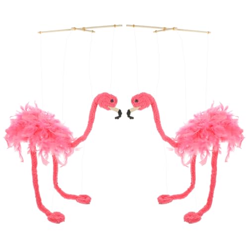 DIKACA 2 Stück Schnur Marionette Vogelpuppe Stellen Sie Sich Vor, Sie Spielen Story-time-Puppe Ausgestopfter Flamingo Flamingo-Puppen Rosa Plüschmaschine Tierpuppen Lieferungen Strauß von DIKACA