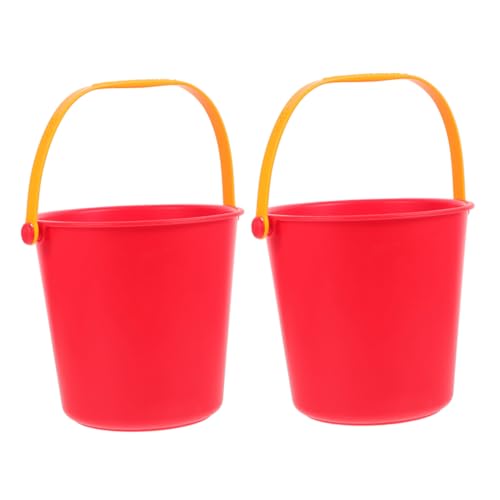 DIKACA 2er-Pack Strandspielzeug Für Jungen Und Mädchen Rot Großer Sandeimer Mit Griff Robuster Eimer Für Den Außenbereich Zum Spielen Am Strand Und Im Sand Leicht Zu Reinigen von DIKACA