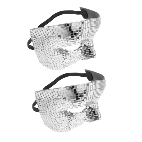 DIKACA 2 Stück Silberne Disco Glitzer Halbgesichtsmaske Reflektierende Spiegeloptik Leichte Karnevalsmaske für Halloween Party Tanz Maskerade und Musikveranstaltungen DIKACA 2 Stück Silberne Disco Glitzer Halbgesichtsmaske Reflektierende Spiegeloptik Leichte Karnevalsmaske für Halloween Party Tanz Maskerade und Musikveranstaltungen von DIKACA