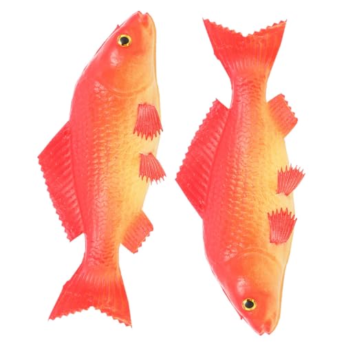 DIKACA 2 Stück Simulation Fischmodell künstliche Fische wohnungsdeko Fische gartenloege Kunstfisch realistische Fischmodelle Fisch-Modell Simulation Tierfigur Fisch Figur Pu rot von DIKACA