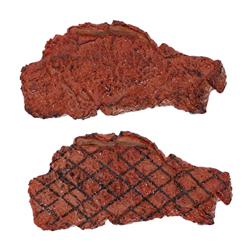 DIKACA 2 Stück Simuliertes Steakmodell Fleisch Künstlich Essen Vor, Spiel Zu Steak- Für Home Office Decor Gefälschtes Essen Kochspielzeug Brown Plastik von DIKACA