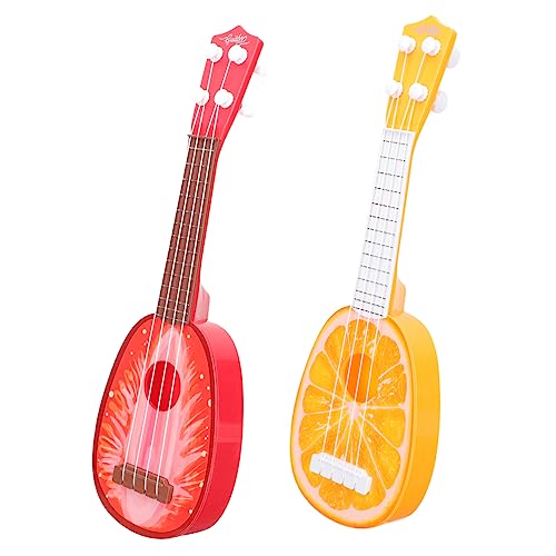 DIKACA 2 Stück Ukulele kinderinstrumente musikinstrumente Lernspielzeug Kindergitarre Nachahmung von Gitarrenspielzeug Modelle von Musikinstrumenten Plastik rot von DIKACA