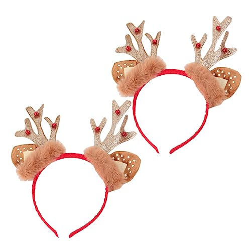 DIKACA 2 Stück Weihnachtsgeweih Kopfschmuck Rentier Stirnband Weihnachtsmütze Stirnband Für Und Erwachsene Rentiergeweih Weihnachtsdekoration Weihnachts Stirnbänder Für Geweih von DIKACA