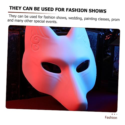 DIKACA 2 Stück Weiße DIY Fuchs Masken aus Leichtem Material Unbemalt zum Bemalen für Halloween Fasching Karneval Maskenball und Cosplay Partys von DIKACA
