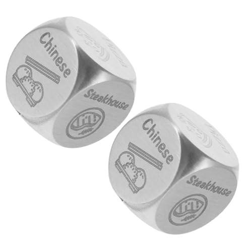 DIKACA 2 Stück kleine Essenswürfel Lebensmittelentscheidung groß Die für bescherung Weihnachten weinachts Partyspielwürfel Taschenwürfel Rostfreier Stahl Silver von DIKACA