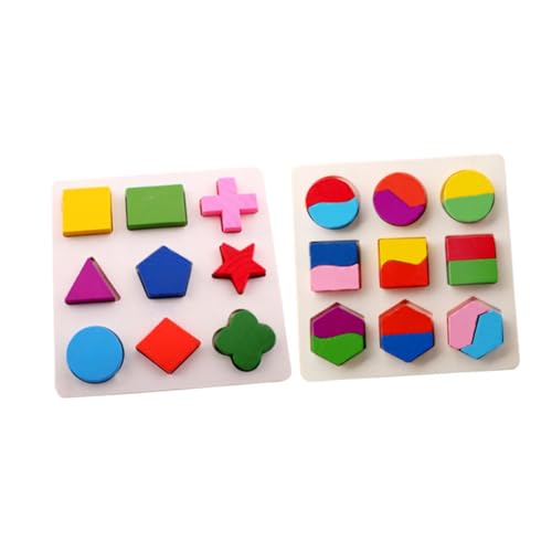 DIKACA 2 Stücke Frühes Lernen Puzzle rätsel Pädagogisches holzspielsachen Kreatives Lernspielzeug holzspielzeug Geometrietafel Geometrie-Puzzle Hölzern von DIKACA