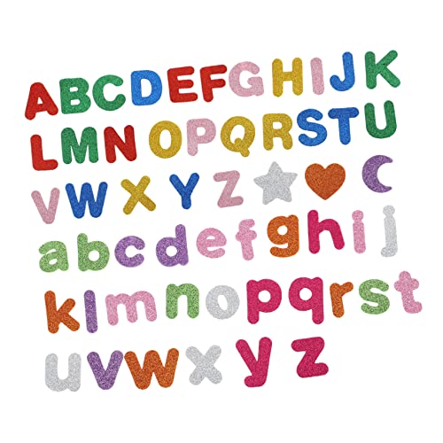 DIKACA 2 pädagogischer Alphabet-Aufkleber Glitzerpuder Aufkleber lustige DIY Aufkleber Buchstabenaufkleber Aufkleber dekorieren Eva-Glitterpulver Colorful von DIKACA