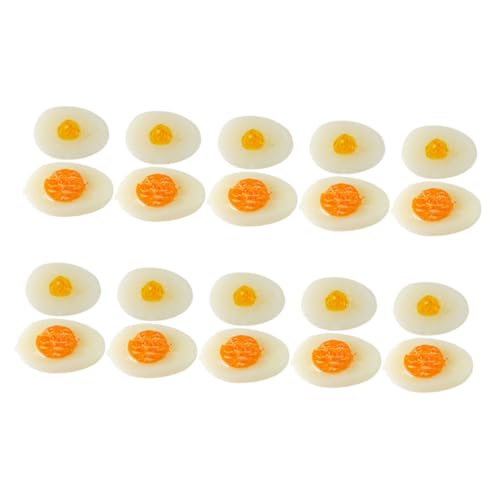 DIKACA 20 Stück DIY Bastelspielzeug Küche Miniatur Eier Mini Halb Eier Modelle Miniatur Halb Mikro Landschaftsgestaltung Dekorationen Eier Ornamente Eier Ornamente Miniatur Modell von DIKACA