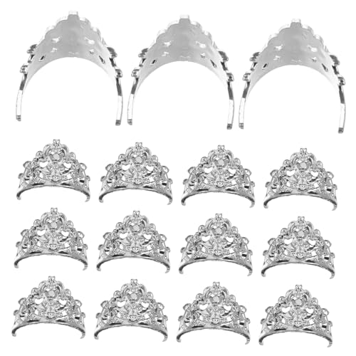 DIKACA 20 Stück Kronen Haarschmuck Babypuppen Kleine Prinzessin Winzige Puppen Kleine Mini Kronen Zum Basteln Kronenschmuck Winzige Krone Puppenkrone Silberner Kunststoff von DIKACA