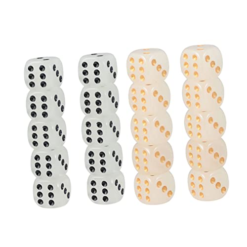 DIKACA 20 Stück Leuchtwürfel Mit Runden Ecken Lustiges Spiel Transparent Gefärbt Spaß Farbig Glühen Blinken Mit Runder Kante Kreative Leuchtwürfel Würfelspiel Requisite Acryl von DIKACA