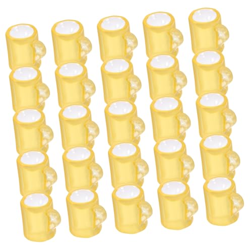 DIKACA 20 Stück Mini-Bierkrug Küchenzubehör für Puppenstuben Miniatur-Puppenhausdekorationen Puppenhaus Mini -Bier Miniaturszene Miniaturbrille Puppenhausartikel Miniatur -Dinge Harz Gelb von DIKACA