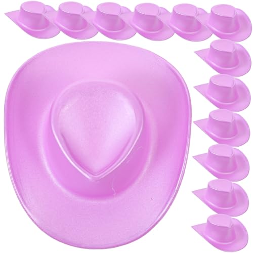 DIKACA 20 Stück Mini-cowboyhut Cowgirl Weiß Fälschung Puppe Hüte Masse Kuhhut Mini-hüte Mini-westernkappen Mini-Hut Party Kuhmädchenhut Mini -Strohhut Winzig Miniaturhüte Plastik Violett von DIKACA