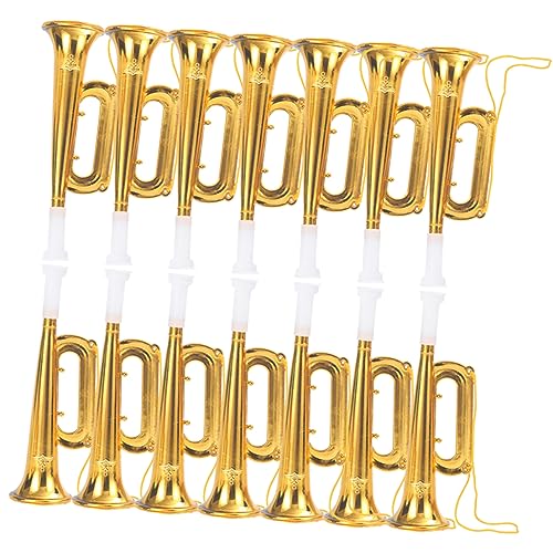 DIKACA 20 Stück Trompete Lebensechte Kleine Trompete Bildungsspielzeug Exquisite Gefälschte Trompete Kinderparty Trompete Lustige Musikspielzeuge Zarte Trompete Plastik Golden von DIKACA