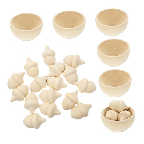 DIKACA 20 Stück Zähl-Sortier-Kit gehirn Training zabawki stymulujące rozwój Herbst Dekoration DIY Bastelset Dekoration Herbst unvollendetes Handwerk Eichel mit Schale Eichel basteln Holz von DIKACA
