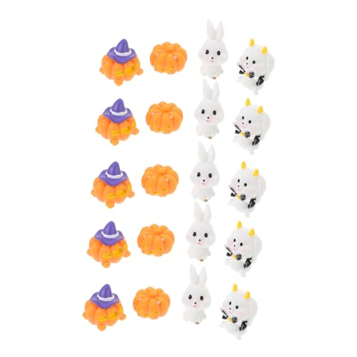 DIKACA 20Stücke Halloween Requisiten Süße Deko Elemente Für Halloween Party Mikroverzierungen Mit Geistern Kürbissen Und Mehr Miniaturstatue Für Ihre von DIKACA