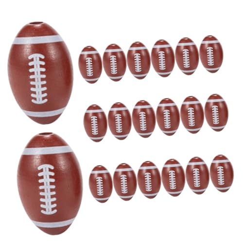 DIKACA 20Stücke Rugby Zum Selbermachen Hölzerne Distanzperlen Für Sport Themen Schmuck Für Armbänder Halsketten Und DIY Projekte Mit Kreativen Designs von DIKACA
