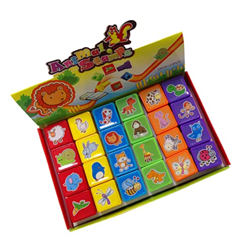 DIKACA 24 Stück Tierspielzeugversiegelung kinderspielzeug Tiermusterstempel Cartoon -Stamper Robbenspielzeug Kinderstampfer entzückender Stampfer Plastik von DIKACA