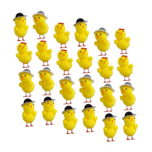 DIKACA 24St simuliertes Hühnerspielzeug Mini- Kinder Geschenk Geschenke für Kinder Kinderspielzeug Christbaumschmuck kleine Küken für Ostern Ostern-Huhn- niedlich Zubehör von DIKACA