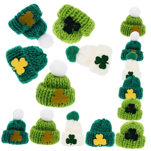 DIKACA 25 Stück Mini-Strickmütze Mini-Hüte Mini-Garnmütze Mini-Mützen aus Garn Minihüte zum Basteln mini strickmützen Puppenmützen DIY St. Patty Day-Accessoires St. Patricks Day Mini-Hut von DIKACA
