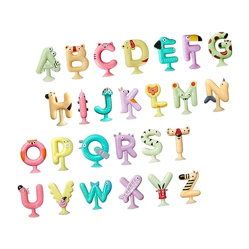 DIKACA 26 Stück Englisches Alphabet-Tier-saugnapf-dekompressionsspielzeug Saug-Alphabet- Lernspielzeug -Buchstaben- Familienspiel Für Kieselgel von DIKACA