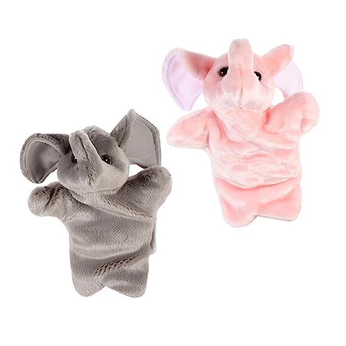 DIKACA 2St Handpuppe interaktives kinderzimmerdeko plushbit Elephant Hand Puppet Kinderpuppen Kleinkinder plüsch ottifanten Plush Soft Toy PP Baumwolle Rosa von DIKACA
