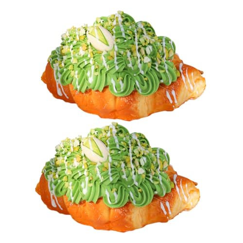 2St Simuliertes Croissant-Modell falsches Gebäck Brot lehrende Stütze Croissants gefälschtes Essen falsches Croissant falsches Brot Kuchen Nachtisch Dekorationen Ornamente Pu von DIKACA