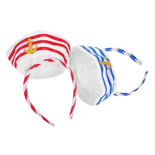 DIKACA 2St Stirnband Kapitänsmütze Stirnbänder Krempenloser Hut Marineblaue Hut-Haarreifen Kappe matrosenmützen Segler Hut Haarreif nautische Hutstirnbänder Halloween-Haarschmuck Vlies von DIKACA