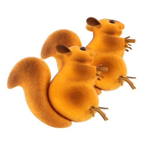 DIKACA 2St kleines Eichhörnchen-Modell Prop-Küken kleines Hühnchenkuchenküken Realistische Tierfiguren Lebensechte Tiermodelle Eichhörnchenfiguren klein Eichhörnchen Minifiguren Schaum von DIKACA