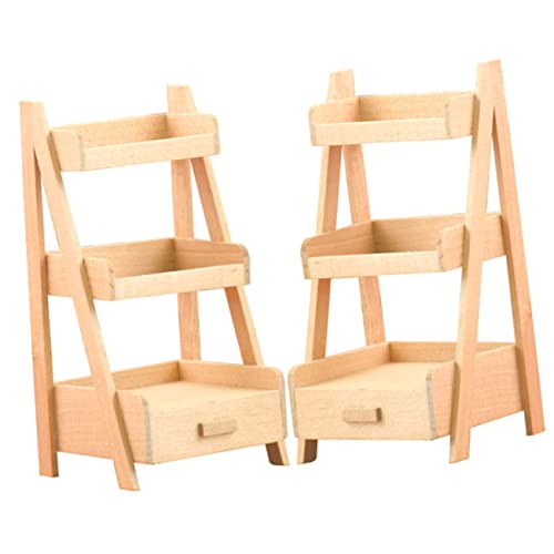 DIKACA 2Stücke Miniaturregal Dekoratives Mini Möbel für Puppenhaus Hochwertiges Holzmaterial Interessante Miniaturspielzeuge für Kinderzimmer und Kreative Spielwelten von DIKACA