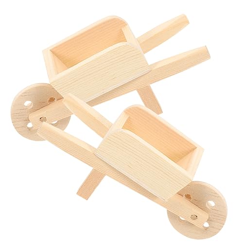 DIKACA 2Stücke Schubkarre Deko Holzmodelle für Puppenhaus Mini Garten und Tischdeko zur Verschönerung von Landschaften und Kinderspielzeug von DIKACA