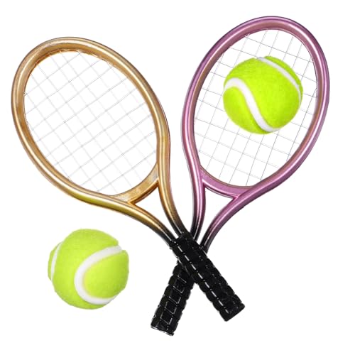 DIKACA 2er Set Mini Tennis Kit Für Puppenhaus Miniatur Sportgeräte Mit Tennisschläger Und Kleinen Bällen Zufälligen Farben Ideal Für Und Kreative Spielideen von DIKACA