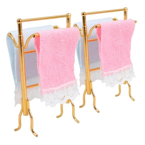 DIKACA 2er Set Miniatur Handtuchhalter Für Puppenhaus Realistische Badezimmer Accessoires Aus Miniatur öbel Ornament Für Kreative Spielwelten Und Puppenhaus Dekoration von DIKACA