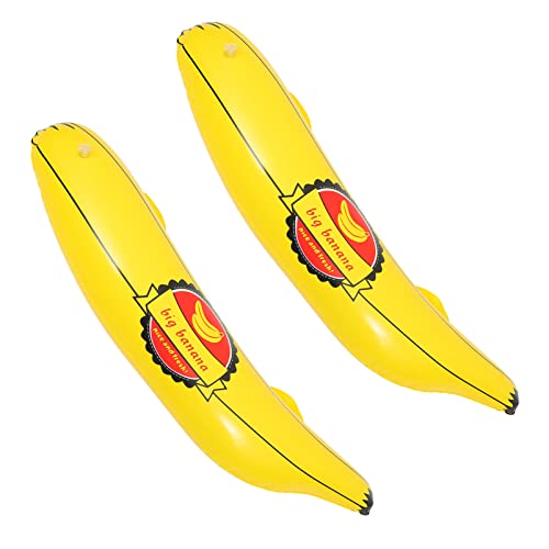 2St aufblasbare banane Strandspielzeug Bananen-Ballon-Party Bananenballon Spielzeuge aufblasbares Bananen-PVC-Spielzeug Party-Bananen-Requisiten-Spielzeug Luft pusten Hammer von DIKACA