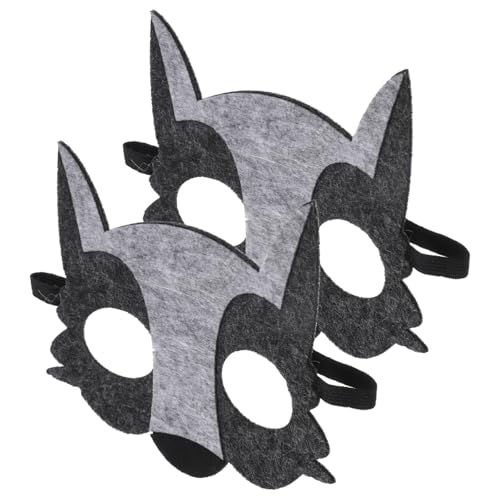 DIKACA 2st Tierische Maske Halloweenkostüm Cartoon-kinder Halloween-masken Timberwolf-maske Maskerade-maske Party-performance-maske Cartoon-tier Männer Und Frauen Vlies Holz Abschlussball von DIKACA