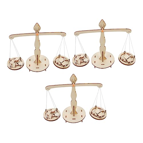 DIKACA 3 Sätze Balance Lehrhilfe Kinderspielzeug Experimentierwaage Balance Mathe Spiel Messung Ausgleichsspielzeug Balance Scale Ausgleichswaagen Balance Mathe Balance Holz von DIKACA