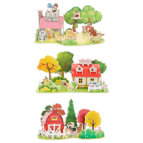 DIKACA 3 Sätze Modell entwicklung kindliche entwicklung Kinderzimmer-Dekoration knobeleien für Toys for Kid Toys Bildungsrätsel Cartoon-3D-Rätsel Kinderspielzeug Schaum von DIKACA