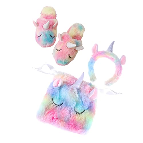 DIKACA Kostüm-Set Für Mädchen 3-teilig Warme Fleece-Hausschuhe Haarband Kordelzugtasche DIKACA Kostüm-Set Für Mädchen 3-teilig Warme Fleece-Hausschuhe Haarband Kordelzugtasche von DIKACA