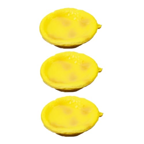 DIKACA 3 Stück Eierkuchenmodell Simulation Esszimmertischdekoration Gefälschte Eierkuchendekoration Mini Frühstück, Rollenspiel Realistisch Dekorateur Weiß Schaum Yellow von DIKACA