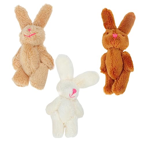 DIKACA 3 Stück Gelenkkaninchenpuppe Mini Plüschtiere Gefüllter Hase Kinderspielzeug Hase Plüschpuppe Mini Plüschhase Kuscheltiere Puppe Hase Themen Geburtstagsdekorationen Hasenpuppe von DIKACA