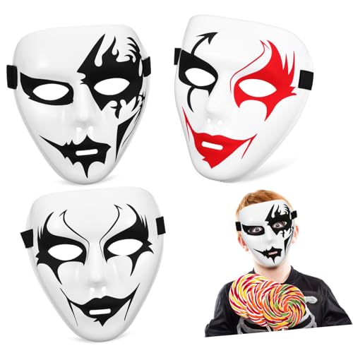 DIKACA 3 Stück Halloween PVC Street Dance Masken mit Verstellbarem Gummiband Gruselige Cosplay Kostüm Requisiten für Party Performance Karneval und Fotoshooting von DIKACA