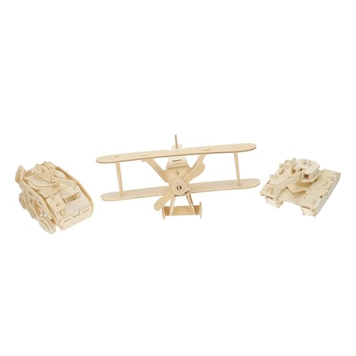 DIKACA 3 Stück Holz Puzzle Holzmodell Bausatz für Erwachsene Panzer und Gepanzertem Fahrzeug Kreatives Geduld und Geschicklichkeit von DIKACA