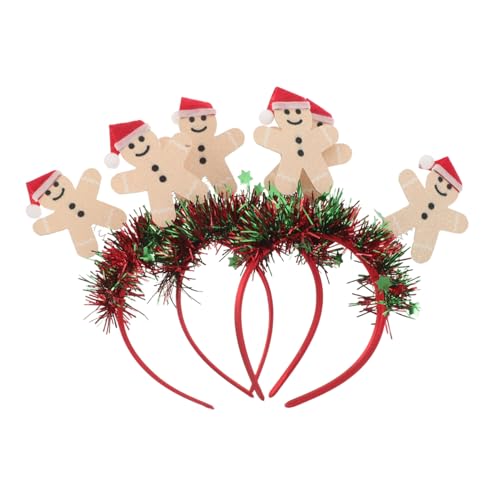 DIKACA 3 Stück Lebkuchen Haarbänder Weihnachtsstirnbänder Festliche Bunte Xmas Kopfbedeckung für Erwachsene Verspielte Weihnachts Partyaccessoires mit Lebendigem Design von DIKACA
