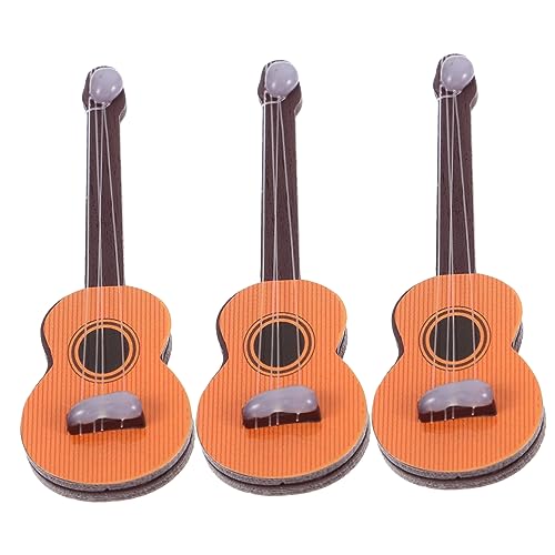 DIKACA 3 Stück Miniaturgitarre Minigitarre Puppenhaus Miniaturgitarre Instrumente Puppengitarren Miniaturgitarren Gitarre Für Musik Winzige Gitarre DIY Miniatur Holz von DIKACA